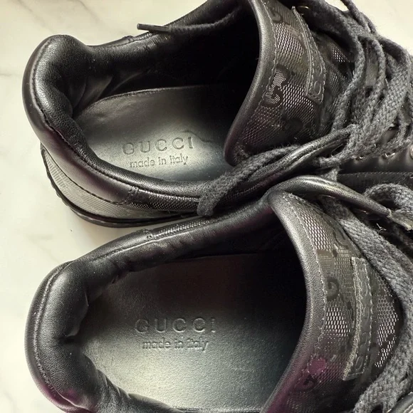 Gucci Black Monogram Sneakers AUTHENTIC - Picture 10 of 14